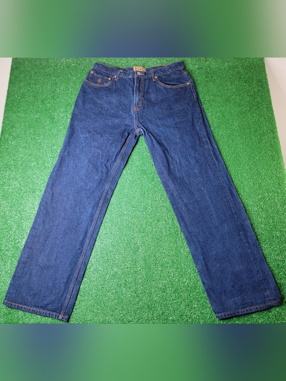 Rocawear Men's Denim Dark Blue Jeans 36x34 Relaxed Bootcut Button Zip Embroidery